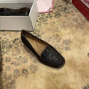 Brown Croc-Embossed Loafers